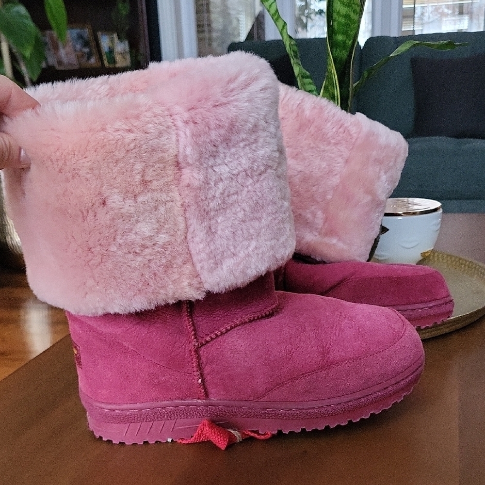 Pink Furry Boots